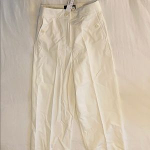 Wide Leg White J.Crew Trousers with Burton Details